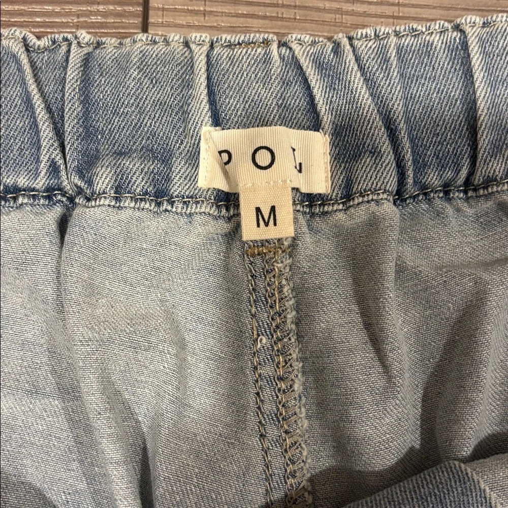 POL Distressed Lace Denim Joggers - Picture 3 of 5